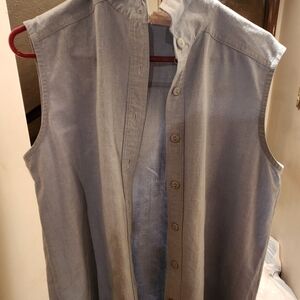 Women's Sleeveless Button Down Shirt - Blue